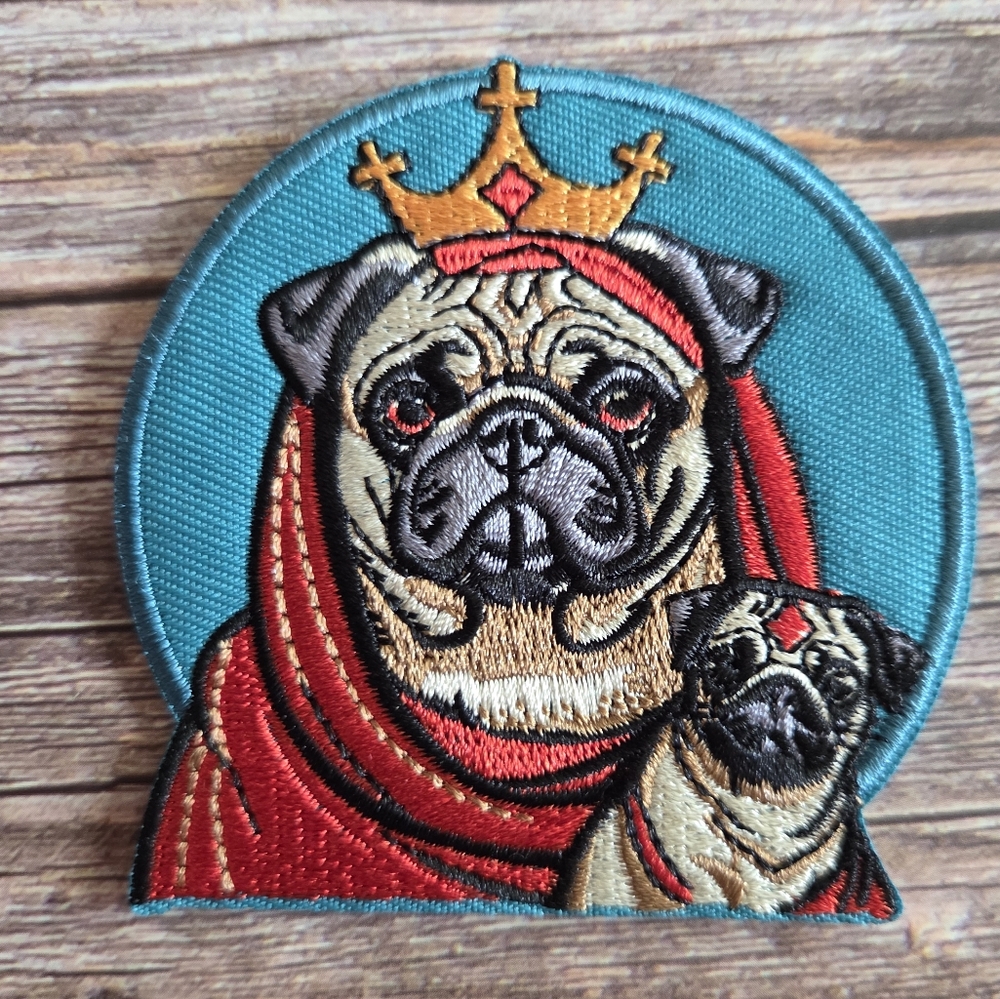 Mother Mary Saint Pug Baby Puppy Cute Dog Majestic Pug Royalty Iron on Patch